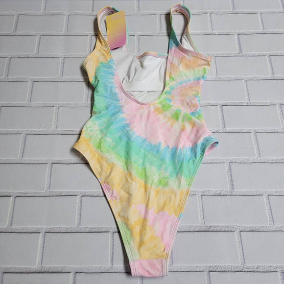 Stoney Clover Lane Rainbow Tie Dye Cheeky High Leg One Piece Swimsuit XXS (00) - Picture 3 of 8